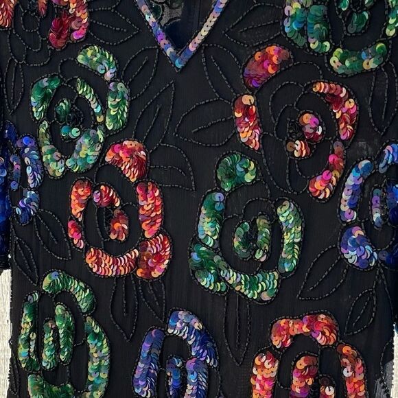 VINTAGE Stenay Sequin Beaded Flower Top - Picture 10 of 10